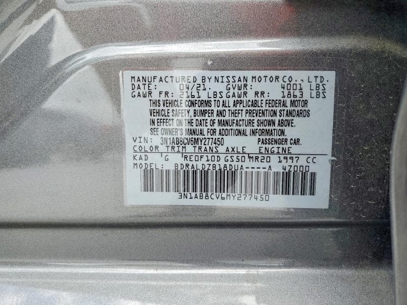 2021 NISSAN SENTRA SV SV 12