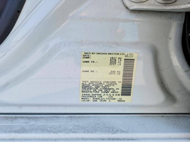 2017 NISSAN ALTIMA 2.5 S 2.5 S 12