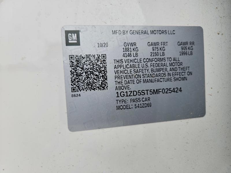 2021 CHEVROLET MALIBU LT 12