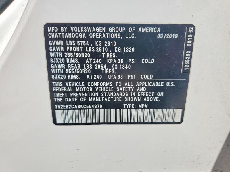 2019 VOLKSWAGEN ATLAS SEL SEL 14