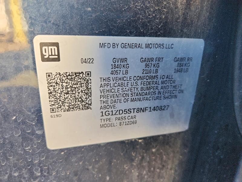 2022 CHEVROLET MALIBU LT LT 12