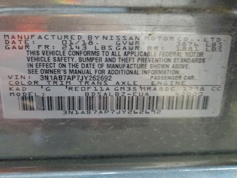2018 NISSAN SENTRA S S 13