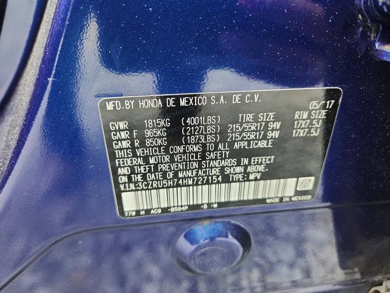2017 HONDA HR-V EXL 13