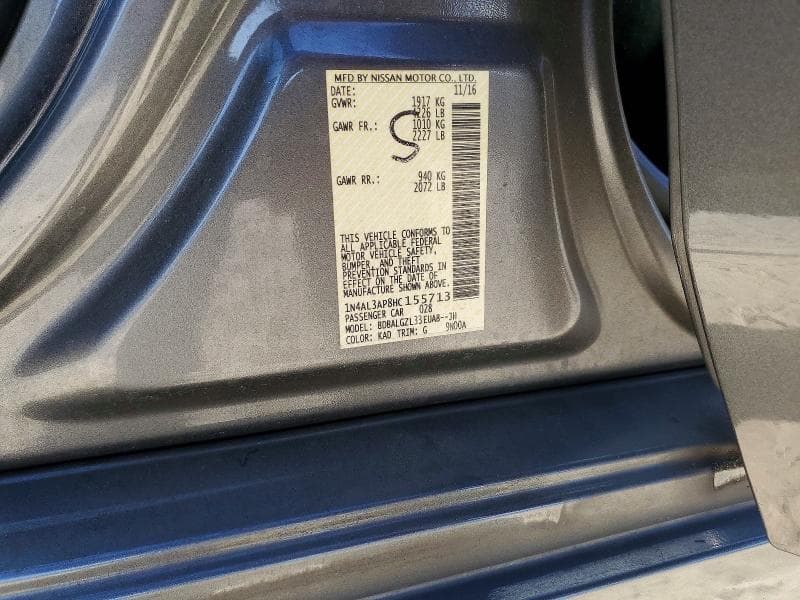 2017 NISSAN ALTIMA 2.5 S 12