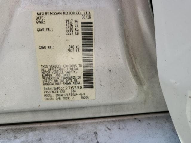 2018 NISSAN ALTIMA 2.5 2.5 15
