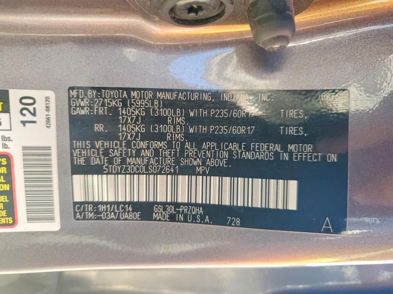2020 TOYOTA SIENNA XLE PREMIUM 8-PASSENGER XLE PREMIUM 8-PASSENGER 13