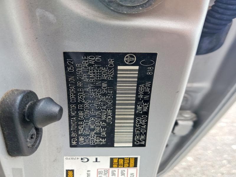 2021 TOYOTA PRIUS L ECO L ECO 12
