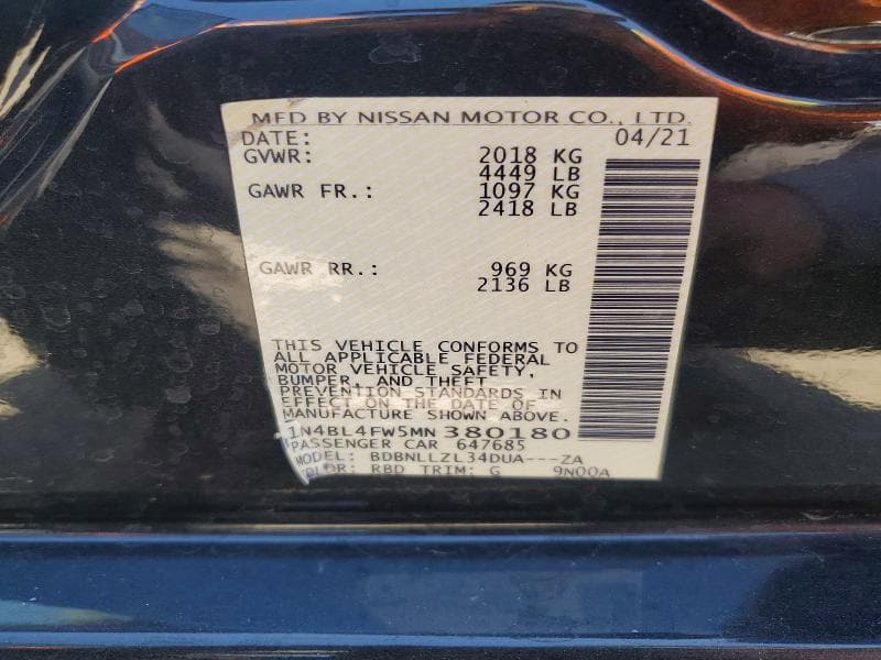 2021 NISSAN ALTIMA PLATINUM PLATINUM 12