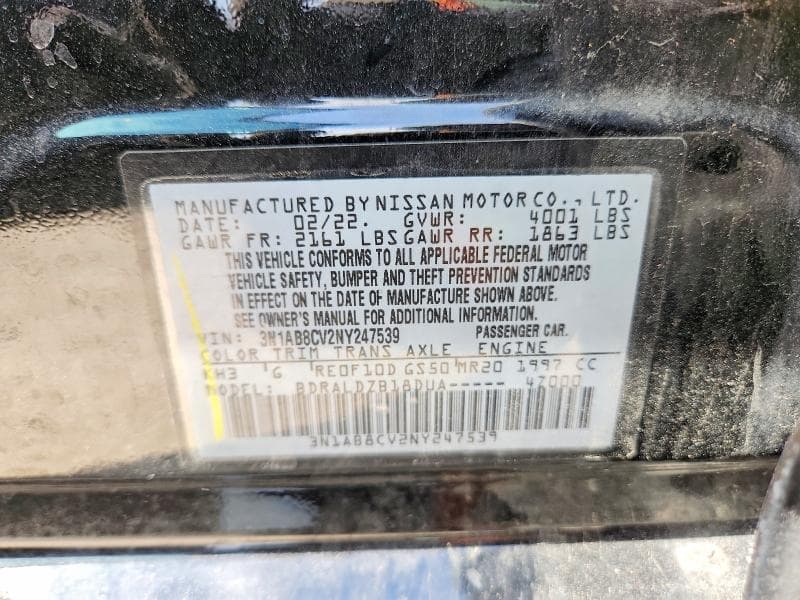 2022 NISSAN SENTRA SV SV 12