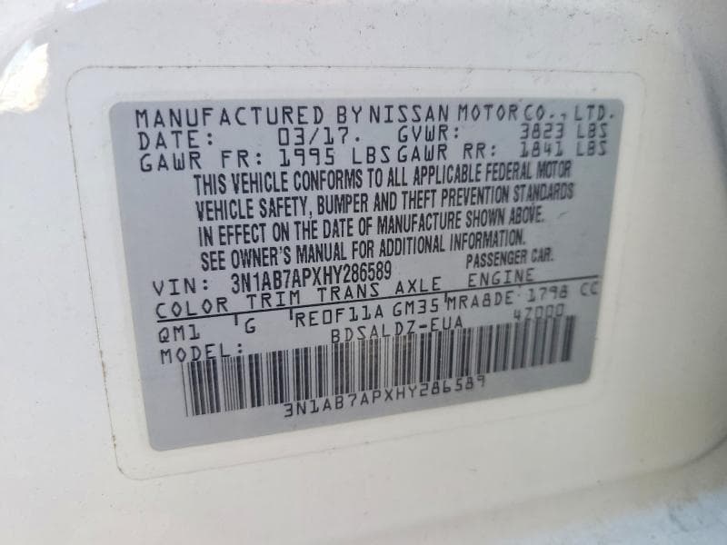 2017 NISSAN SENTRA SV SV 12