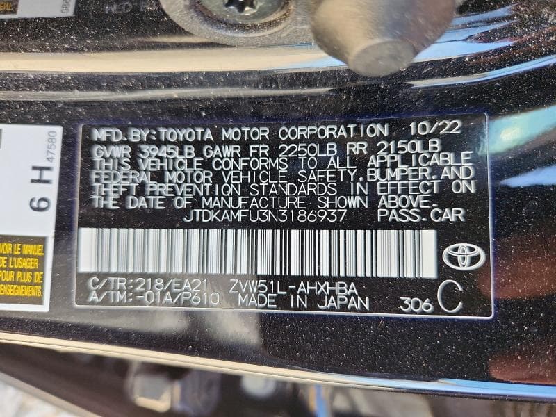 2022 TOYOTA PRIUS LIMITED 12