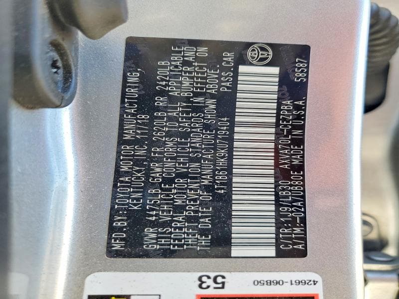 2019 TOYOTA CAMRY XSE 13