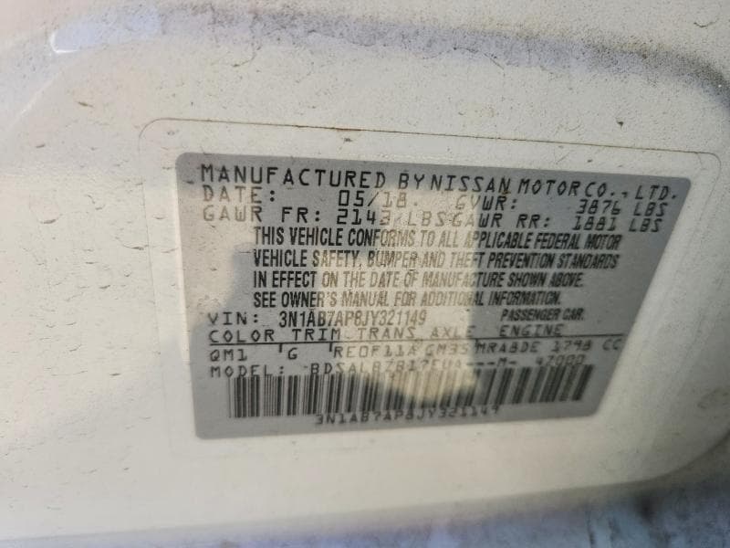 2018 NISSAN SENTRA S S 12