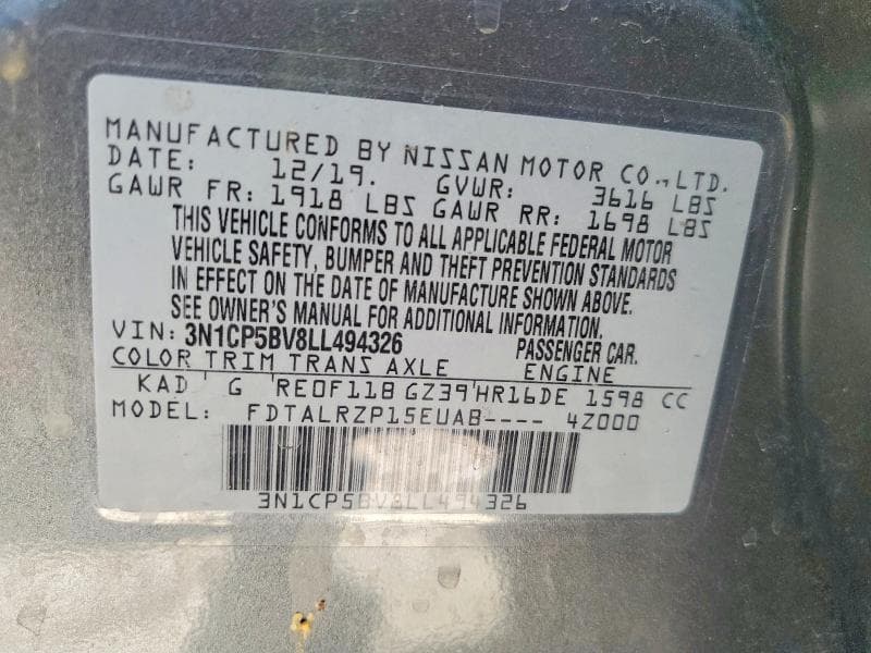 2020 NISSAN KICKS S 14