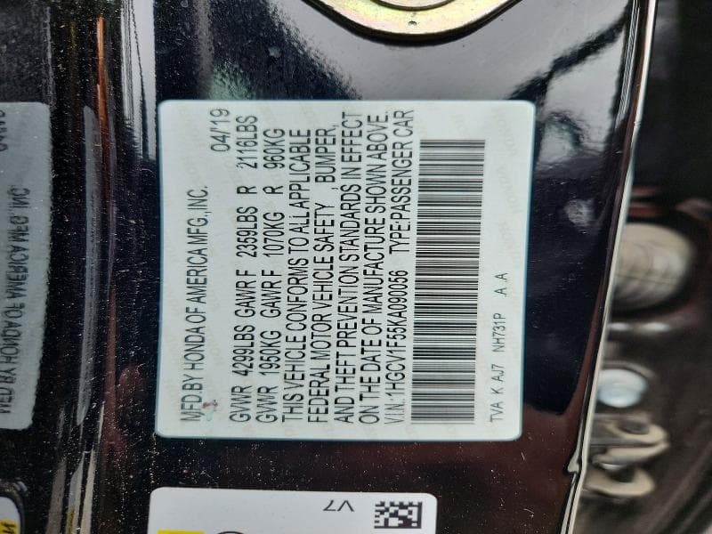 2019 HONDA ACCORD EXL EXL 12