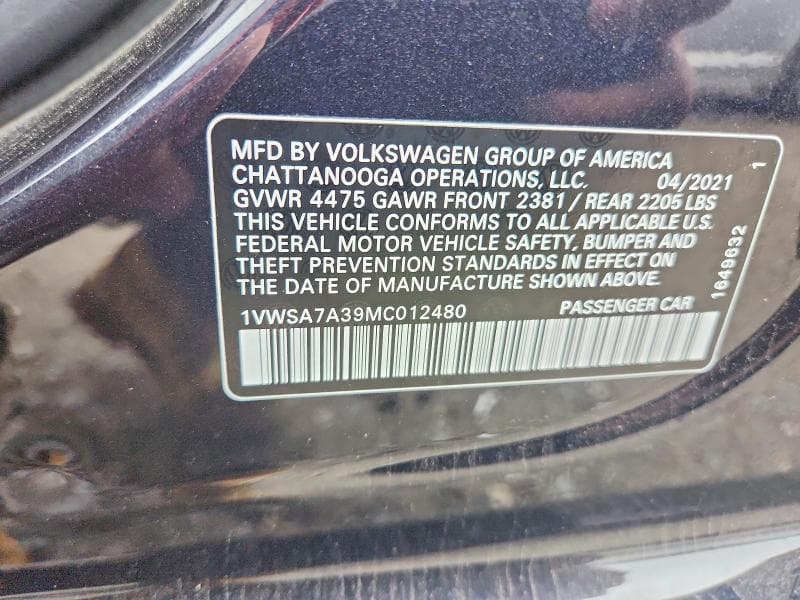 2021 VOLKSWAGEN PASSAT SE SE 12