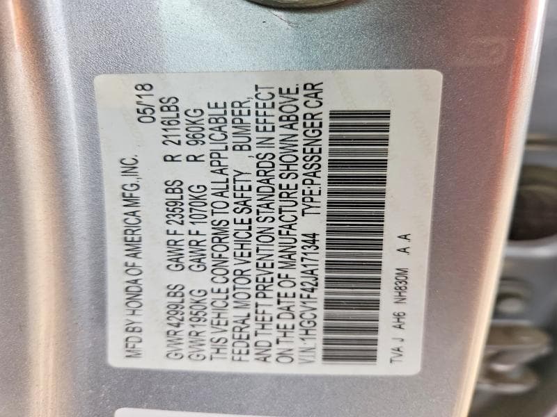 2018 HONDA ACCORD EX EX 12