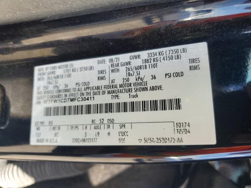 2021 FORD F150 SUPERCREW SUPERCREW 12