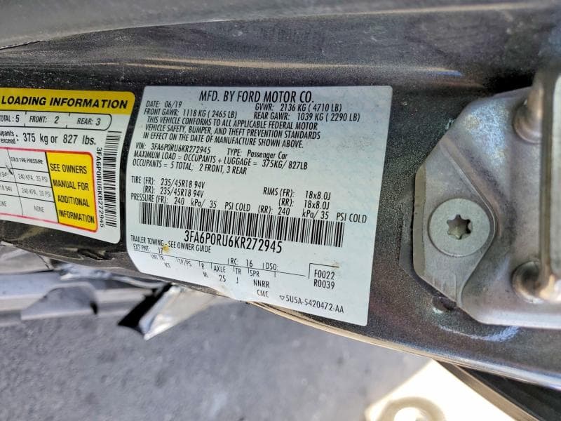 2019 FORD FUSION TITANIUM 12
