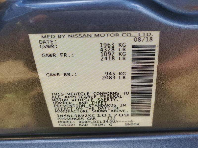 2019 NISSAN ALTIMA S S 12