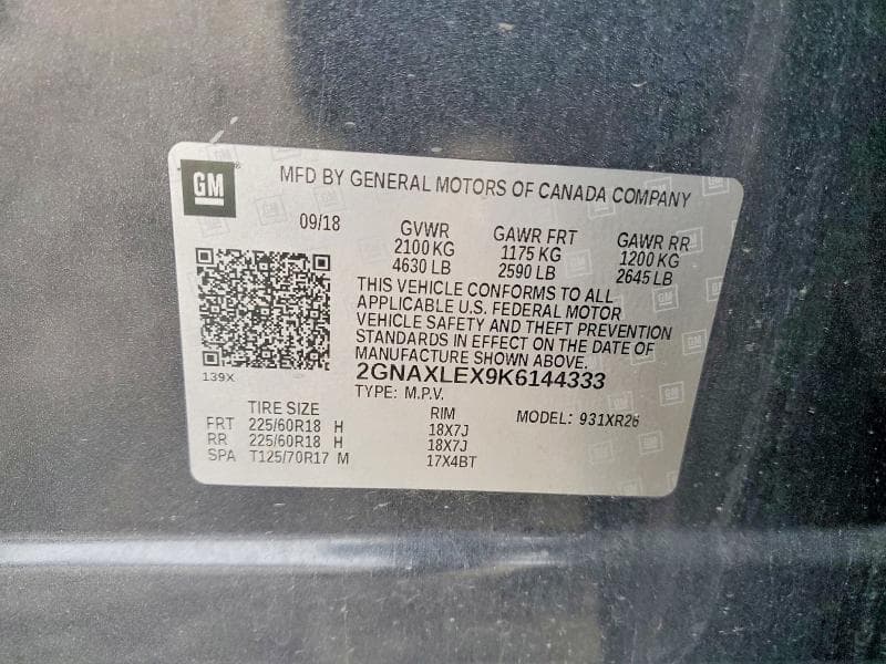 2019 CHEVROLET EQUINOX LT LT 12