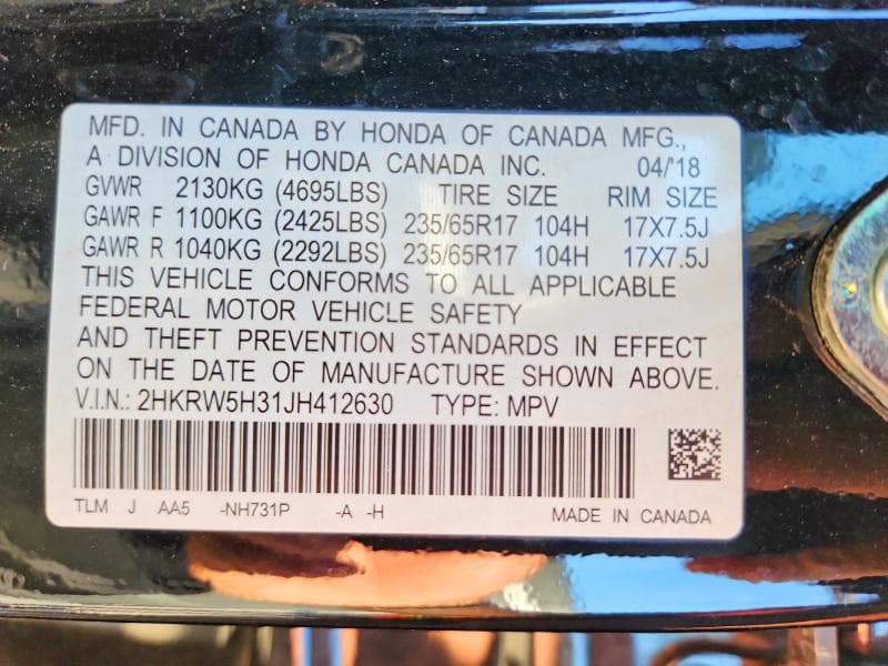 2018 HONDA CR-V LX LX 12