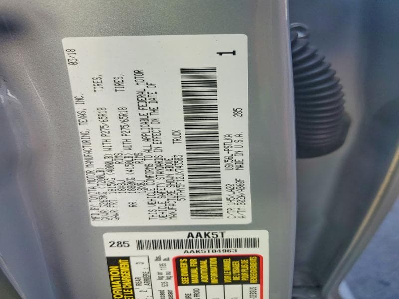 2018 TOYOTA TUNDRA CREWMAX LIMITED CREWMAX LIMITED 12