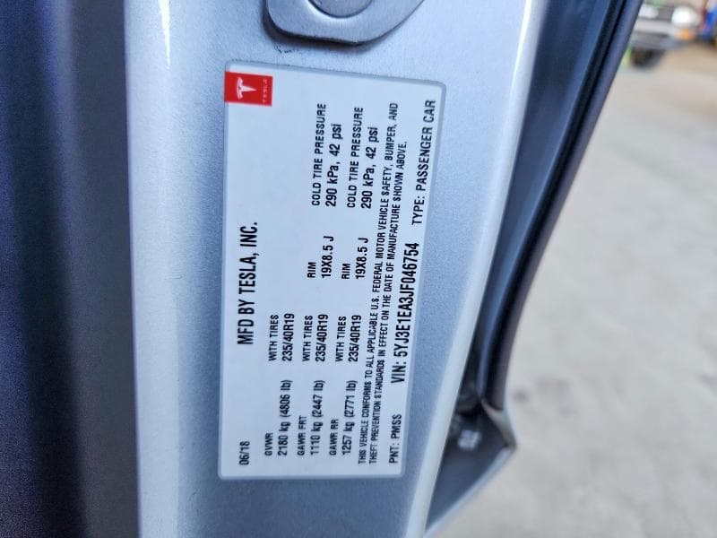 2018 TESLA MODEL 3 12