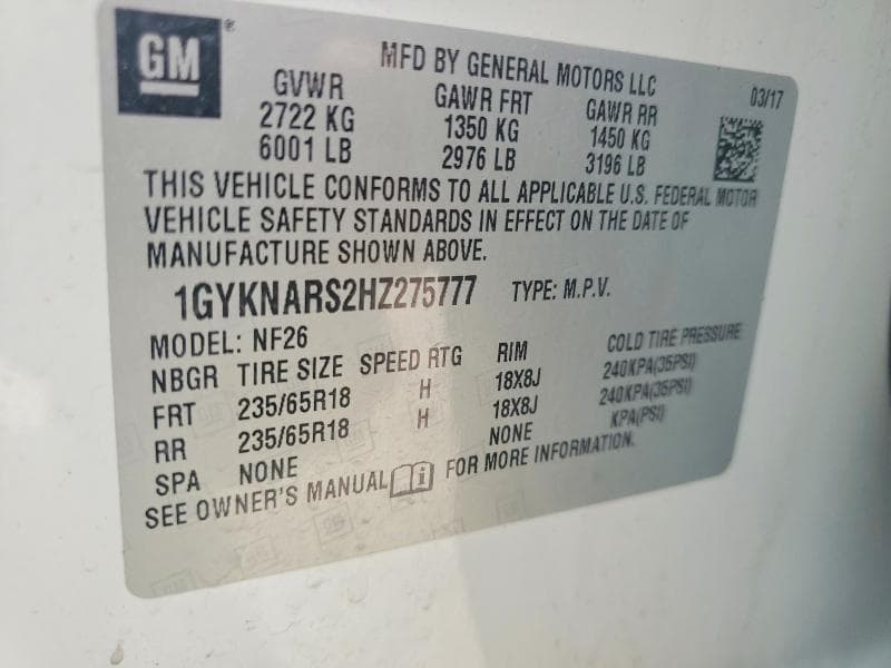 2017 CADILLAC XT5 13