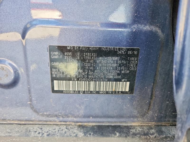 2017 SUBARU OUTBACK 2.5I PREMIUM 2.5I PREMIUM 13