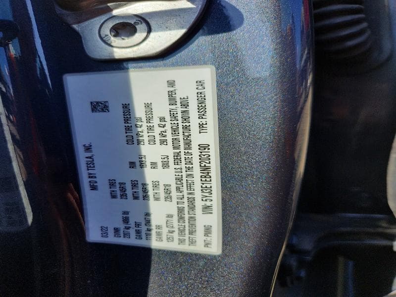 2022 TESLA MODEL 3 12
