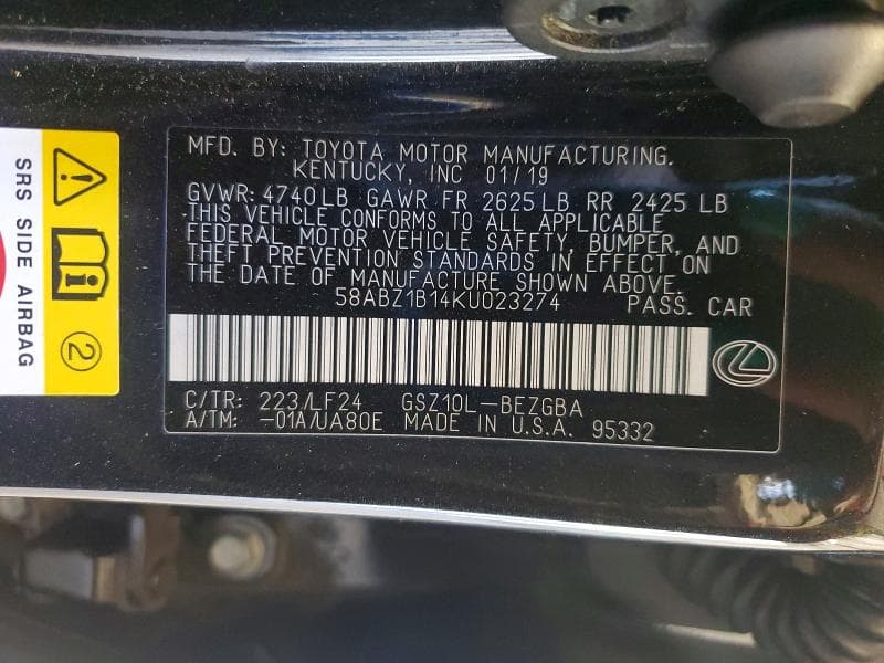 2019 LEXUS ES 350 13