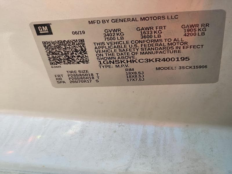 2019 CHEVROLET SUBURBAN K1500 LT K1500 LT 13