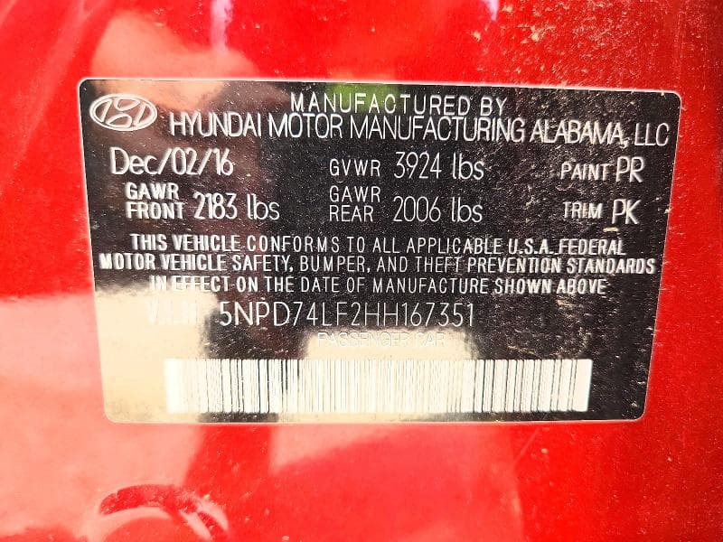 2017 HYUNDAI ELANTRA SE 12