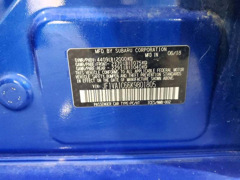 2019 SUBARU WRX PREMIUM PREMIUM 12