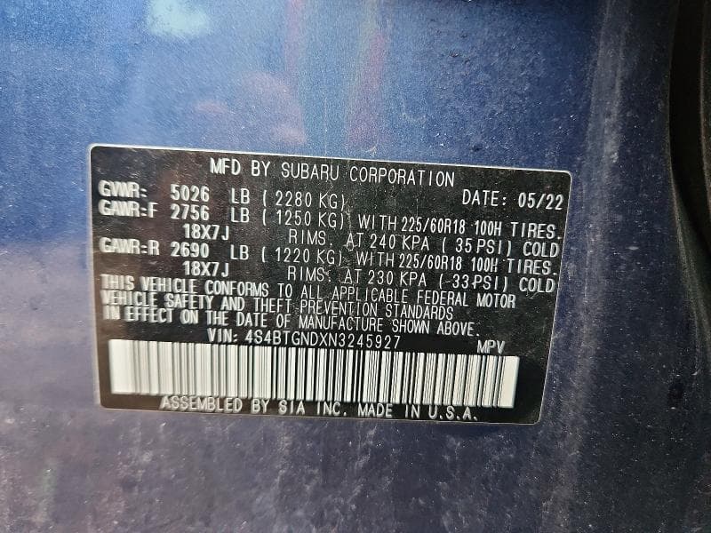 2022 SUBARU OUTBACK LIMITED XT 13