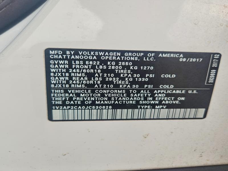 2018 VOLKSWAGEN ATLAS S 13