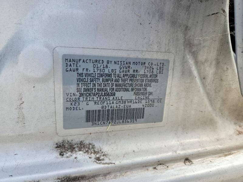 2018 NISSAN VERSA S PLUS 12