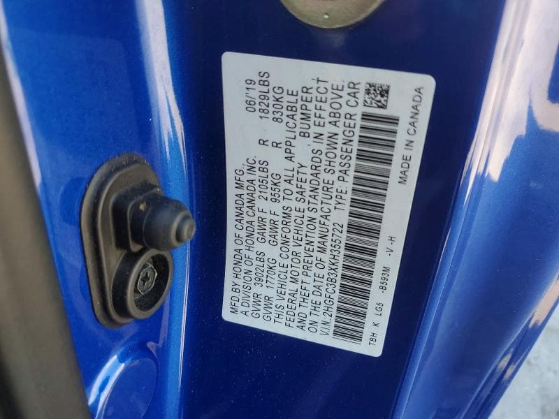2019 HONDA CIVIC EX 12