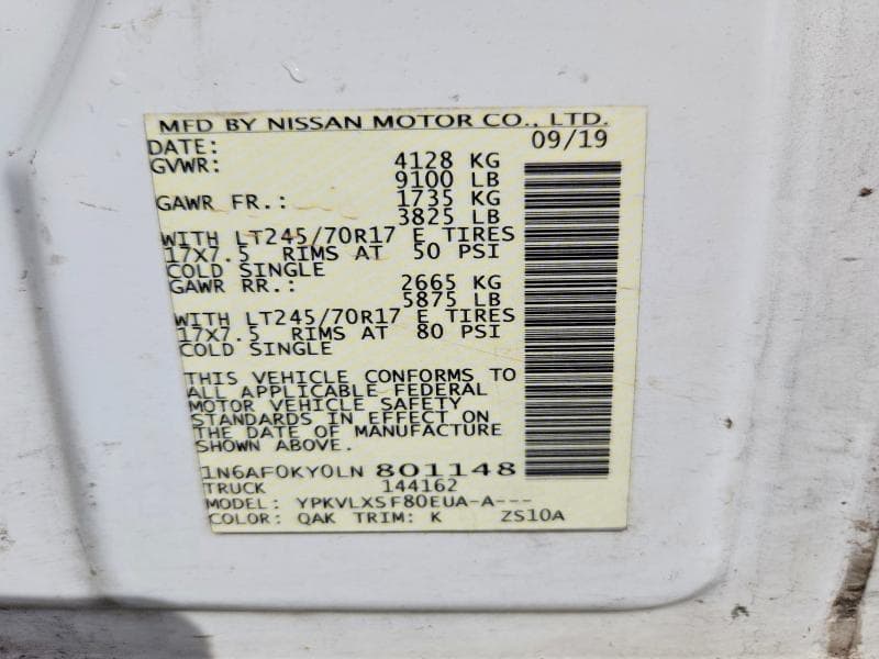2020 NISSAN NV 2500 HD SV 14