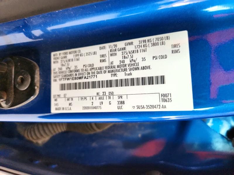 2021 FORD F150 SUPERCREW SUPERCREW 12