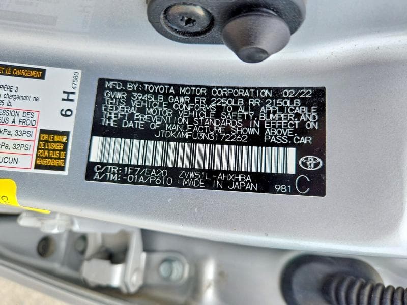 2022 TOYOTA PRIUS NIGHTSHADE NIGHTSHADE 12