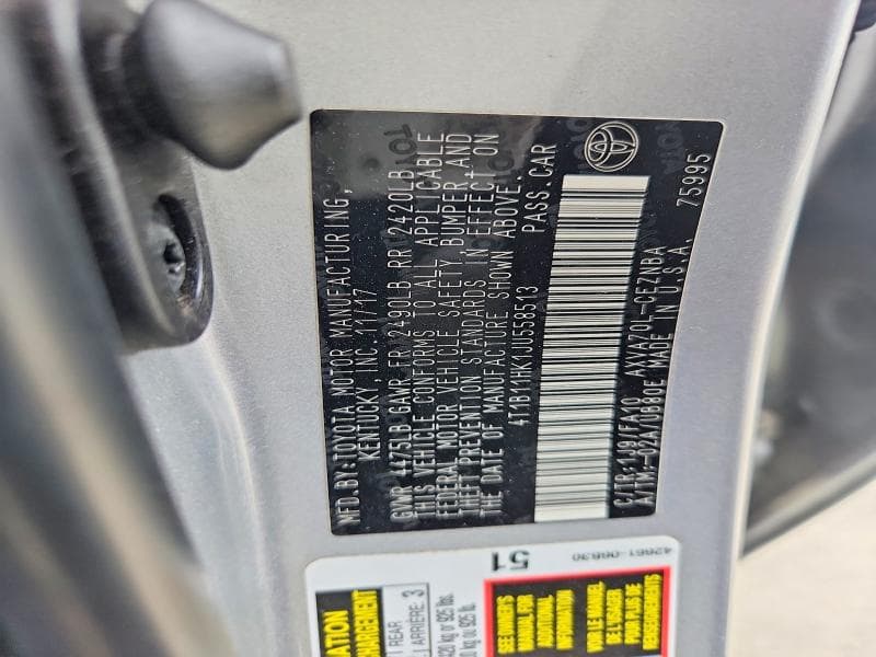 2018 TOYOTA CAMRY LE LE 12