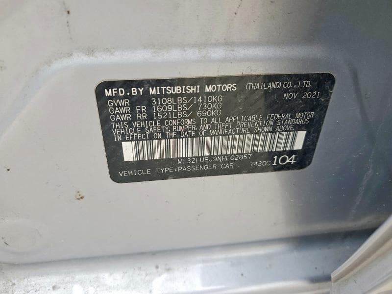 2022 MITSUBISHI MIRAGE G4 ES 12
