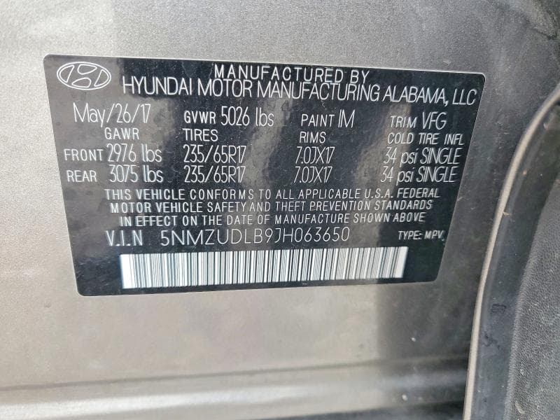 2018 HYUNDAI SANTA FE SPORT 2.4L 14