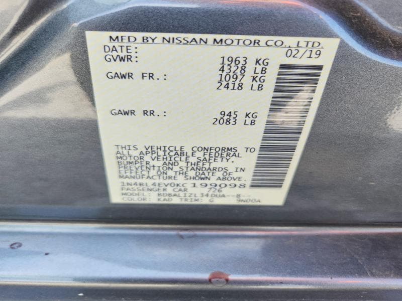2019 NISSAN ALTIMA SL 12
