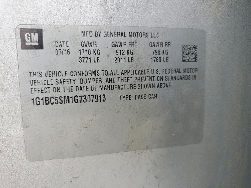 2016 CHEVROLET CRUZE LS 13