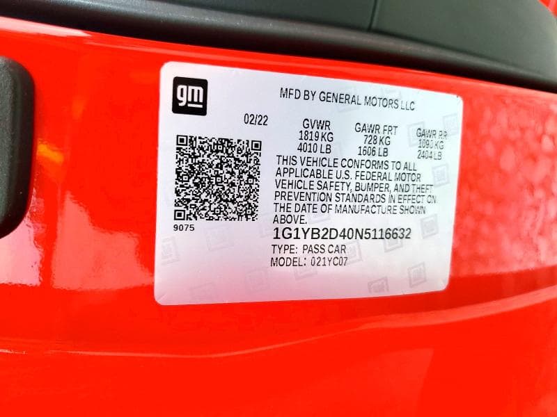 2022 CHEVROLET CORVETTE STINGRAY 2LT STINGRAY 2LT 12