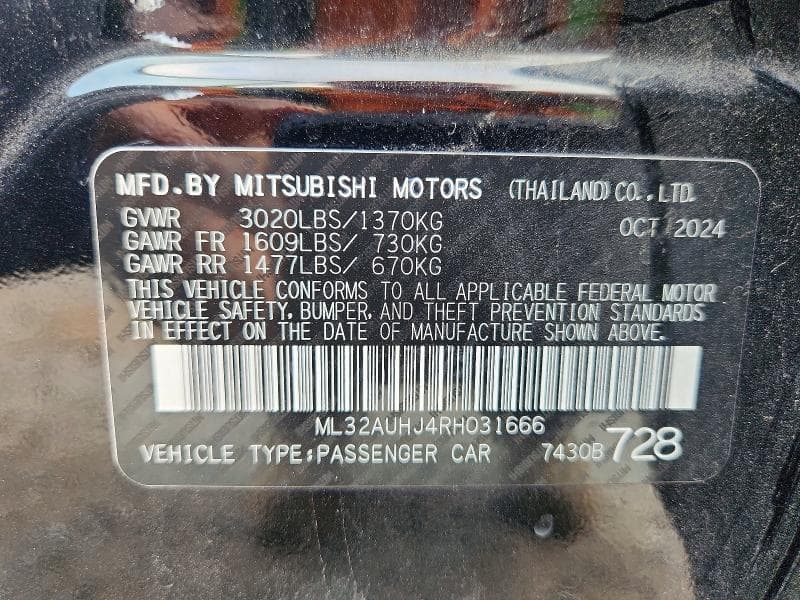 2024 MITSUBISHI MIRAGE ES 13