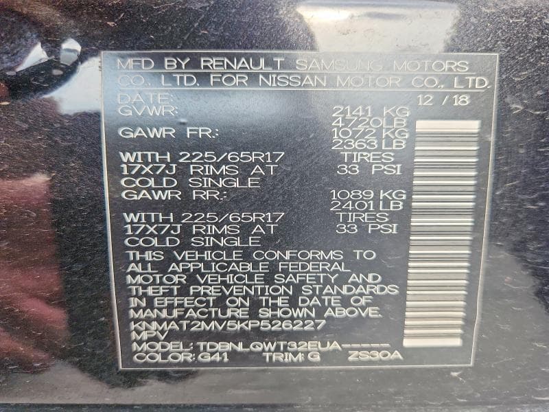 2019 NISSAN ROGUE SV SV 12